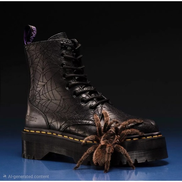 Dr. Martens Shoes - Dr. Martens Jadon Wednesday Addams Boots Womens 7 Black Spiderweb Nappa Lux‎ New